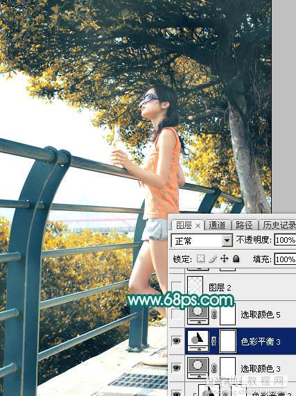 Photoshop为树下的美女加上唯美的秋季橙黄色37
