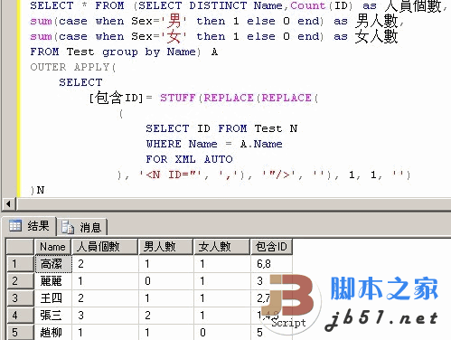 一个用来统计相同姓名人数的SQl语句1