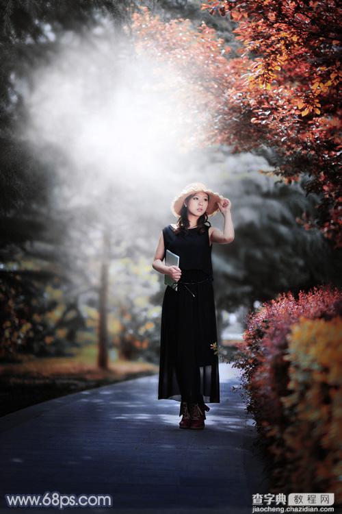 Photoshop调制出唯美的暗调秋季色树林人物图片2