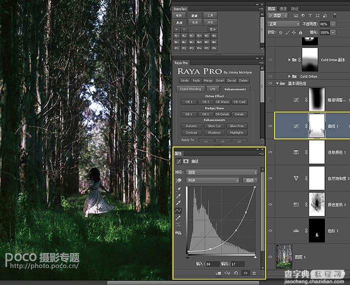 Photoshop利用调整与滤镜将树林图片加上唯美的晨曦透射光束10