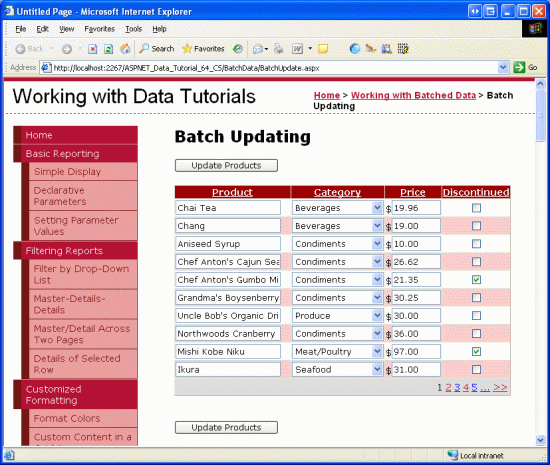 在ASP.NET 2.0中操作数据之六十二：GridView批量更新数据1