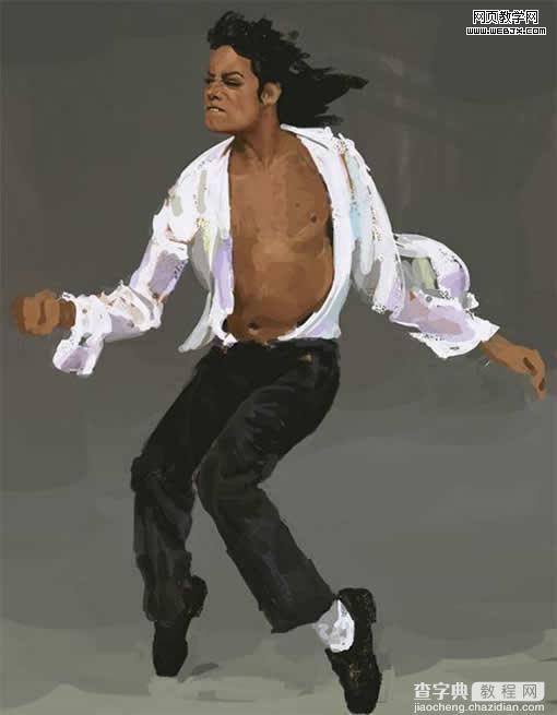 photoshop 鼠绘一张MJ的经典舞步油画7