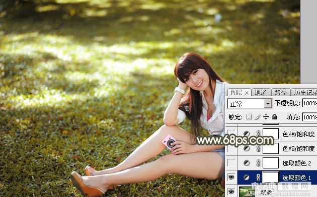 Photoshop将草地美女图片打造出唯美的阳光褐色7