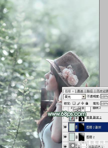 Photoshop为外景人物图片打造出古典梦幻的淡调青绿色31