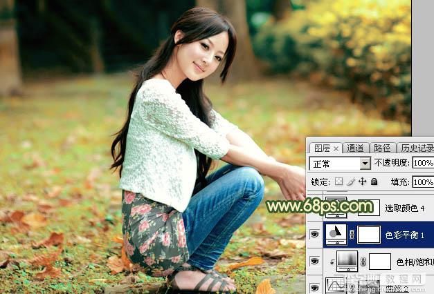 Photoshop为外景美女图片打造甜美的秋季橙绿色27