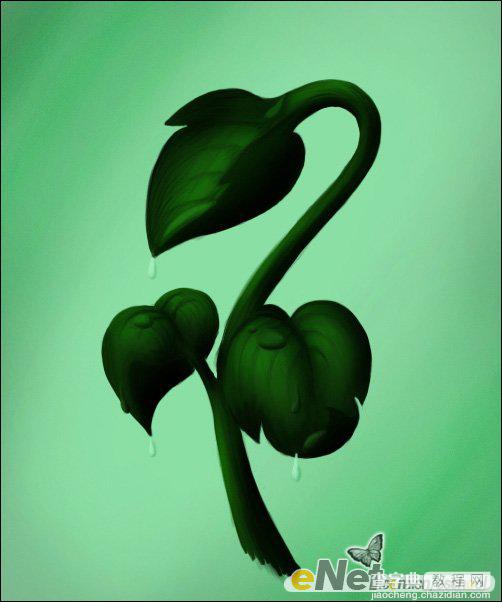 Photoshop手绘制青翠欲滴的绿色植物14