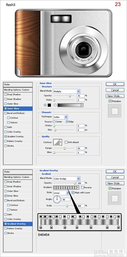 Photoshop CS3 绘制木质逼真的数码相机39