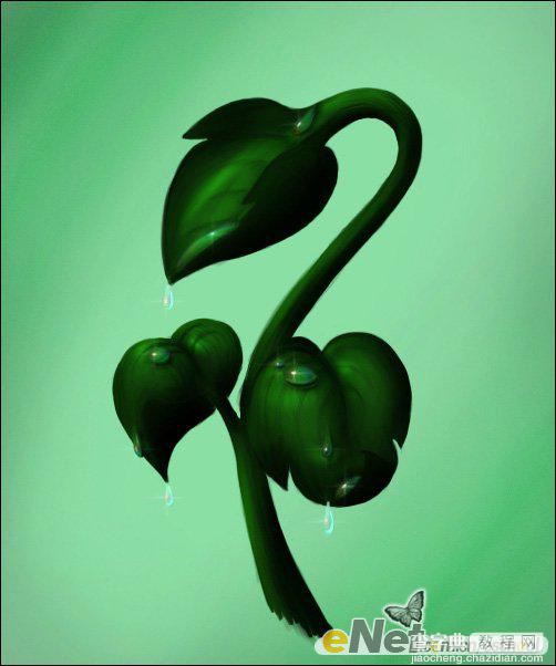 Photoshop手绘制青翠欲滴的绿色植物28