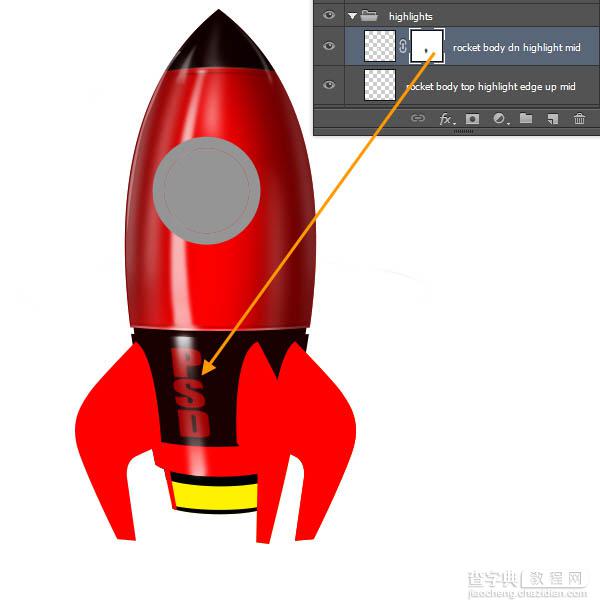 PS制作精致的红色卡通小火箭61