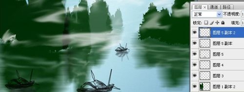 photoshop绘制出桂林山水甲天下水墨风格图画效果22