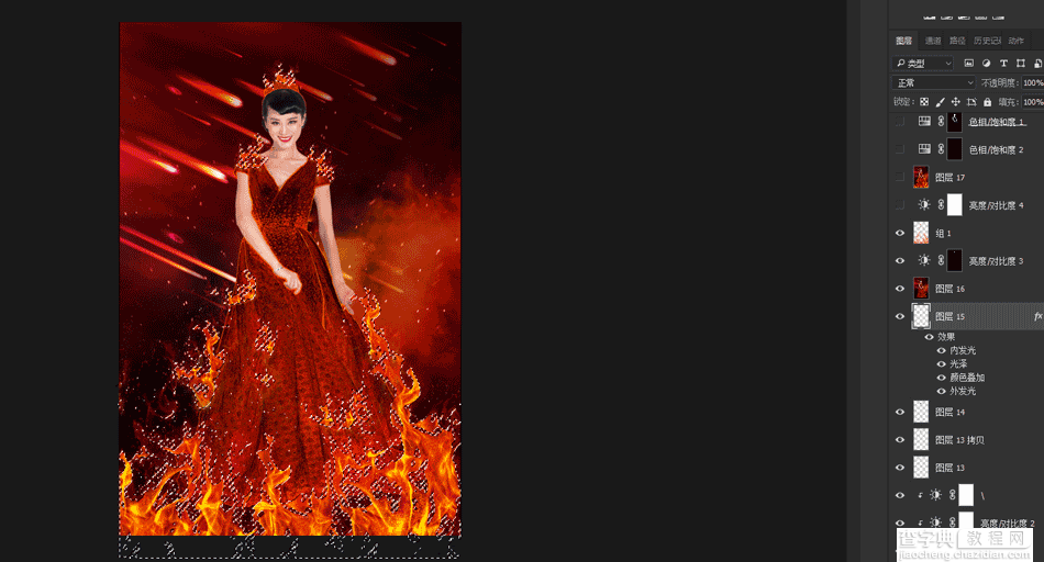 Photoshop给内景婚纱照片添加绚丽火焰装饰艺术效果19