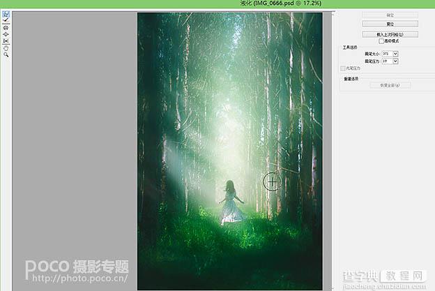 Photoshop利用调整与滤镜将树林图片加上唯美的晨曦透射光束29