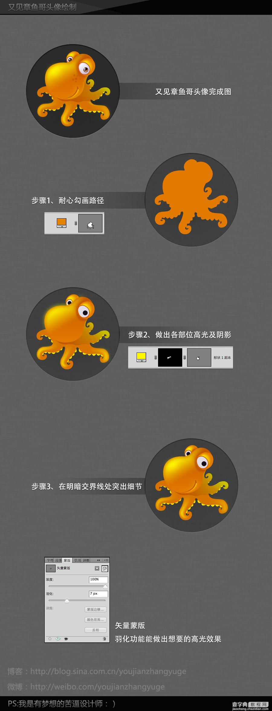 photoshop绘制出可爱的漫画黄色章鱼头像1