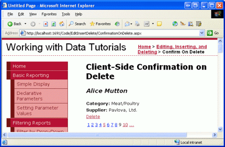 在ASP.NET 2.0中操作数据之二十二：为删除数据添加客户端确认2