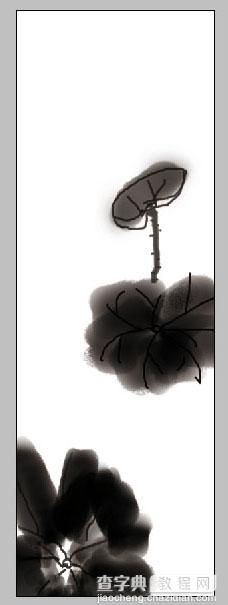 photoshop将利用画笔及路径工具绘制出简单的水墨荷花效果6