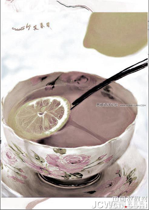 Photoshop鼠绘水彩效果的柠檬茶11