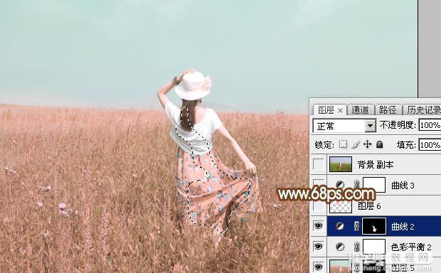Photoshop为草原人物图片打造出韩系淡粉色35