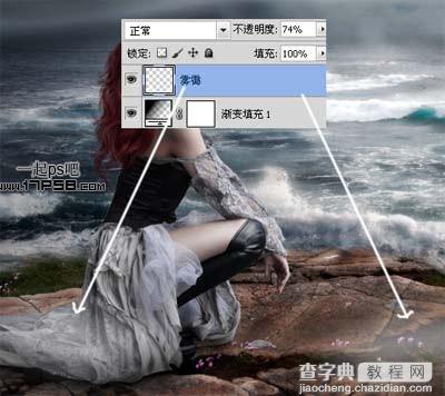 photoshop合成制作出绝望的美女蹲坐在海边的场景18