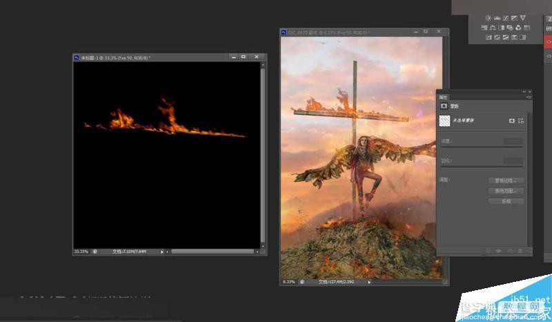 Photoshop给十字架上天使照片添加火焰燃烧的特效19