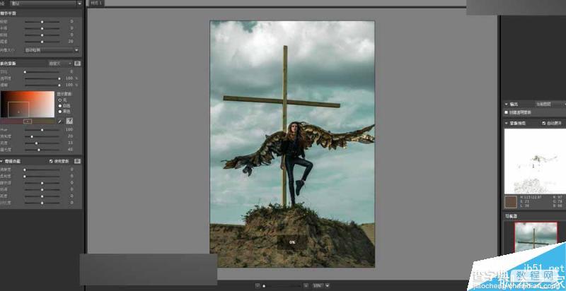 Photoshop给十字架上天使照片添加火焰燃烧的特效6
