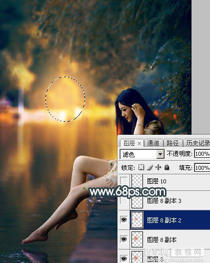 Photoshop将水景人物图片打造高对比的暗调黄褐色效果49