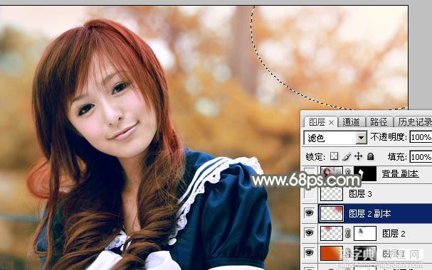 Photoshop将外景美女调制出淡美的秋季黄褐色29