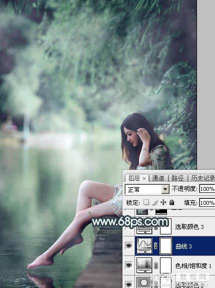 Photoshop将夏季美女图片打造唯美的古典青绿色28