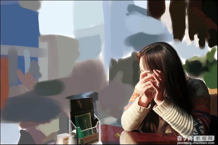 PS鼠绘在茶餐厅静静等待的美女43