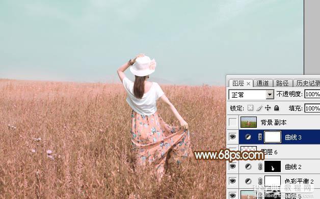 Photoshop为草原人物图片打造出韩系淡粉色37