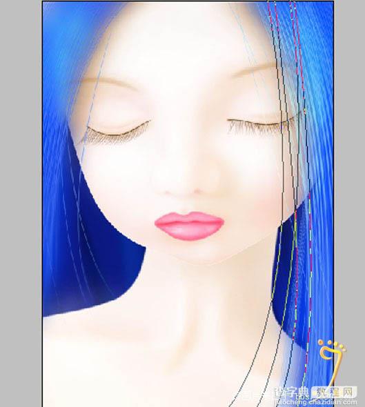 photoshop 鼠绘可爱的蓝色卡通女孩17