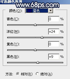 Photoshop调制出深秋暗蓝色树林中的人物图片44