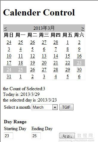 ASP.NET笔记之Calender的使用说明2