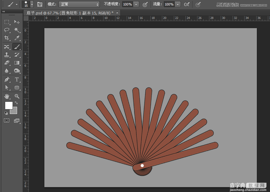 Photoshop鼠绘一把展开效果的香木折扇9
