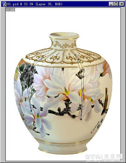 Photoshop绘制出逼真精美的彩绘国画陶瓷19