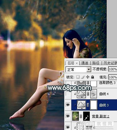 Photoshop将水景人物图片打造高对比的暗调黄褐色效果36