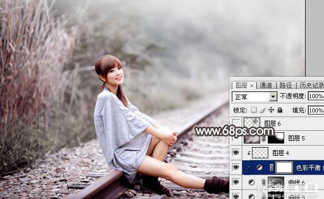 用Photoshop制作淡美的蓝褐色外景人物图片40