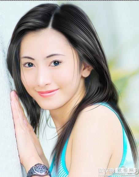 PhotoShop将美女照片转手绘教程53