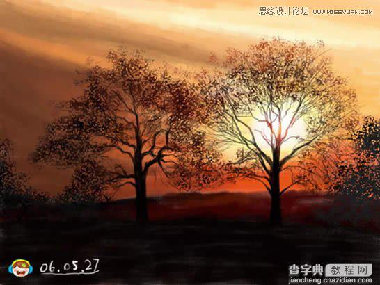 photoshop鼠绘出晨曦中的树林插画14