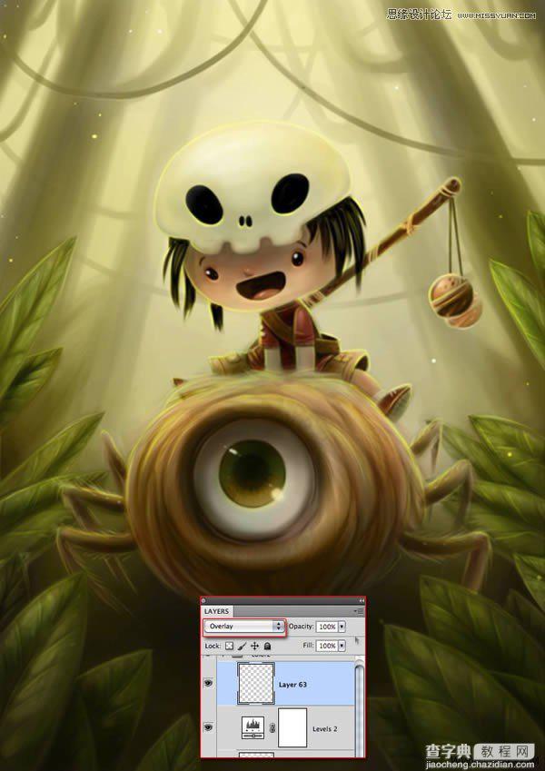 Photoshop绘制一幅骑在宠物蜘蛛上的孩子奇幻插画教程73