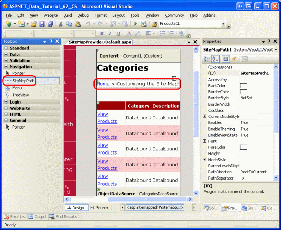 在ASP.NET 2.0中操作数据之六十：创建一个自定义的Database-Driven Site Map Provider16