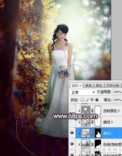 Photoshop将树林婚片打造甜美的逆光青红色26