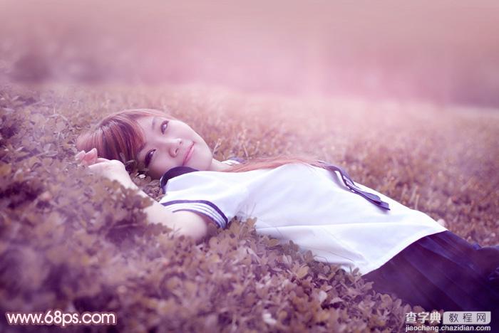 Photoshop调出梦幻的粉红色草地上的人物图片2
