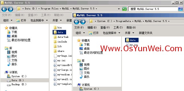 win2008 R2服务器下修改MySQL 5.5数据库data目录的方法2