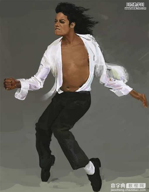 photoshop 鼠绘一张MJ的经典舞步油画9