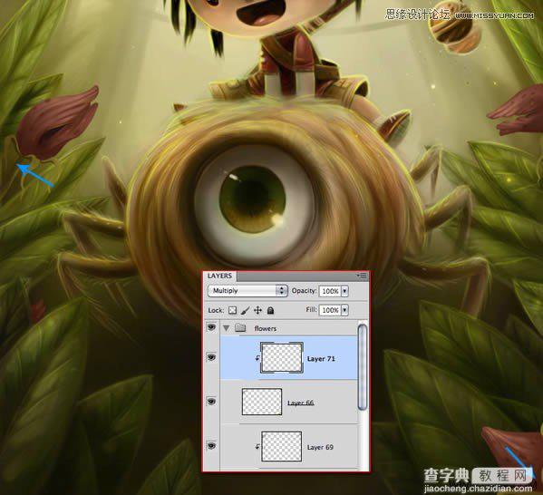 Photoshop绘制一幅骑在宠物蜘蛛上的孩子奇幻插画教程83
