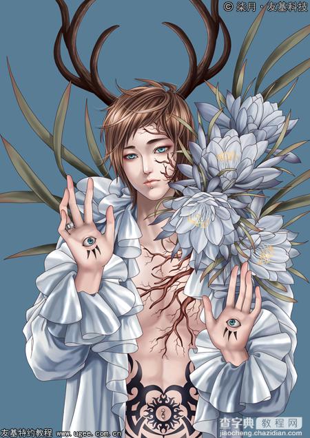 photoshop绘制唯美的水中花美男34