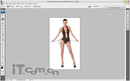 Photoshop 制作有趣的美女透明衣服效果3