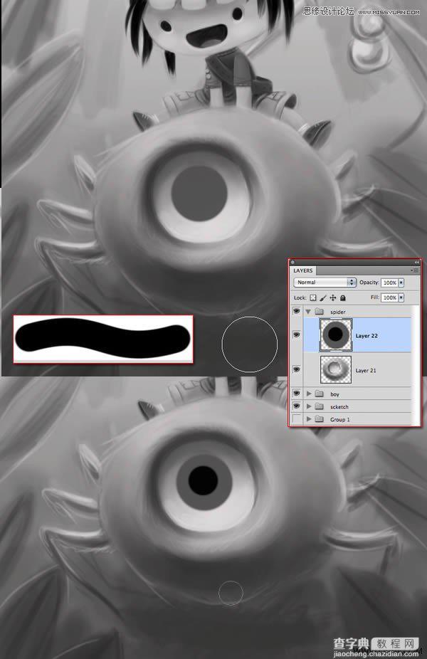 Photoshop绘制一幅骑在宠物蜘蛛上的孩子奇幻插画教程20