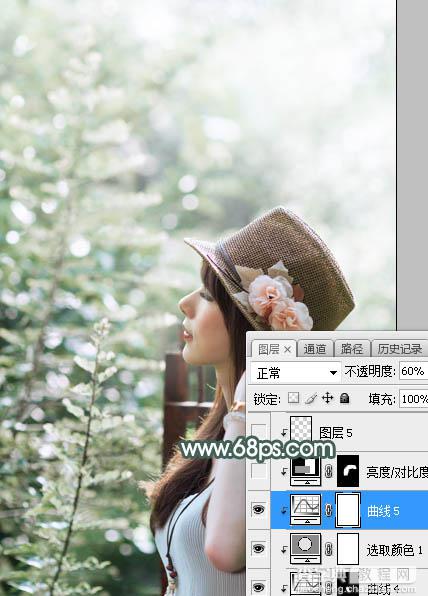 Photoshop将夏季美女图片打造除梦幻的古典中性绿色24
