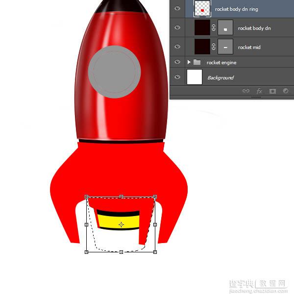 PS制作精致的红色卡通小火箭56